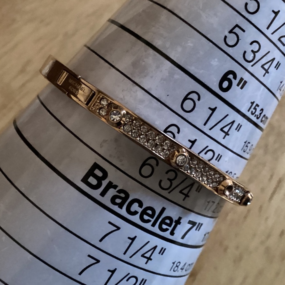 Michael Kors Rose Gold-tone Hinged Bangle Bracelet